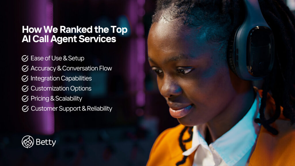 List of factors that we used to rank the top AI call agent services for small businesses